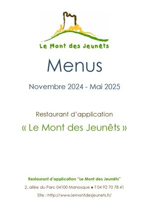 Menu Janvier 25 Mai 25