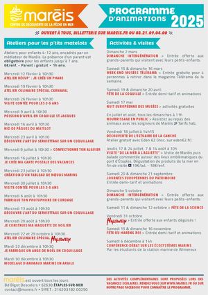 Programmation activités 2025 Maréis