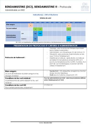 Protocole HAD - Bendamustine VF
