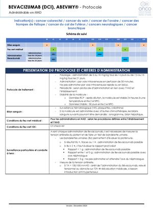 Protocole Molécule Admin HAD - Bevacizumab Revu