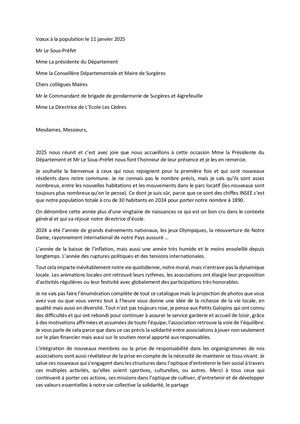 Vœux à La Population Le 11 Janvier 2025