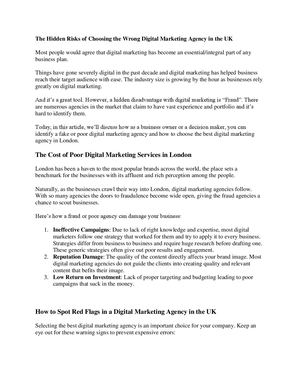 The Hidden Risks of Choosing the Wrong Digital Marketing Agency in the UK