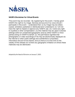 NASFA Disclaimer For Virtual Events -- Jan 2025