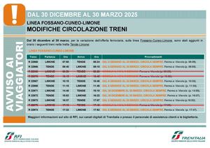 Avviso Ai Viaggiatori Tende Limone - Navette Tende Station De Ski De Limone Du 30 Décembre 2024 Au 30 Mars 2025