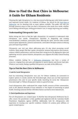 How to Find the Best Chiro in Melbourne: A Guide for Eltham Residents