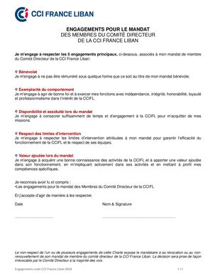 Charte d'engagements Codir CCIFL