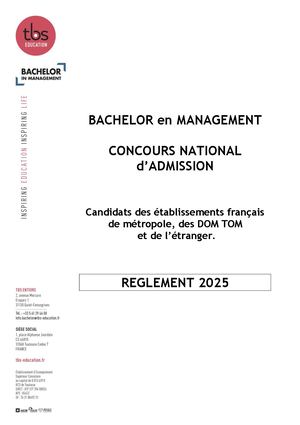 Réglement Concours Bachelor