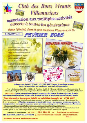 Bulletin 135 -  Février 2025 Bons Vivants Villemuriens