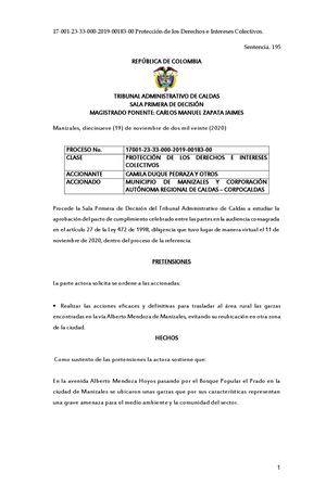 Sentencia garzas Manizales