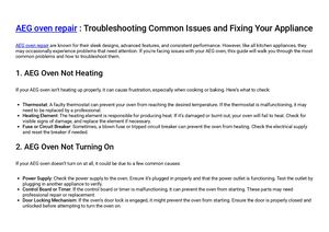AEG Oven Repair: Troubleshooting Common Issues and Fixing Your Appliance