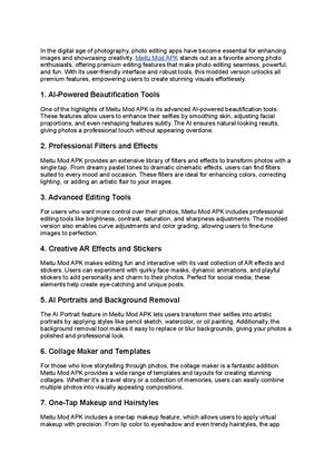 Amazing Editing Features Of Meitu Mod Apk