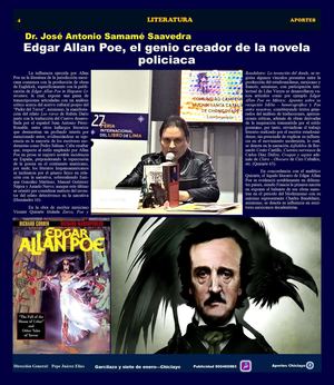 Edgar Allan Poe, el genio creador de la novela policiaca por el escritor e investigador Dr.José Antonio Samamé Saavedra