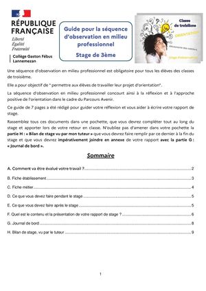 Guide éLève Stage Observation 3ème