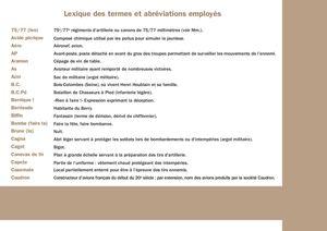 Journal Henri Houblain. Lexique des termes et abréviations