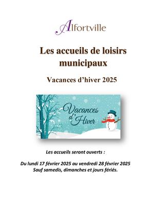Les Accueils de Loisirs - Vacances d'Hiver 2025 à Alfortville