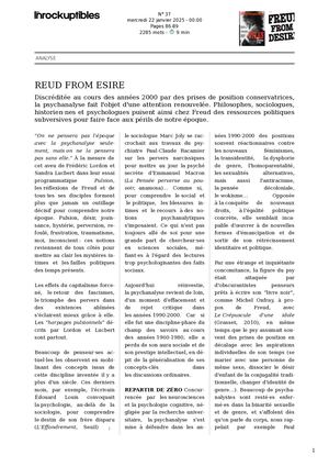 L'inconscient. Deux ou trois choses que l'on entend de lui. Laurie Laufer / France Inter - LLL