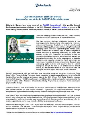Cp Stéphanie Gateau Honored As 2025 Aacsb Influential Leader