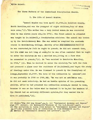 Three Founders Of The Cumberland Presbyterian Church By Wylie Bryant