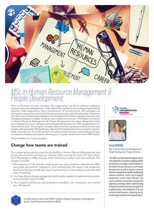 Master of Science Human Resource Management &  People Development