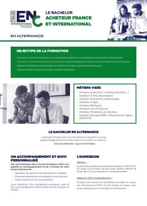 Bachelor Achat France Et International