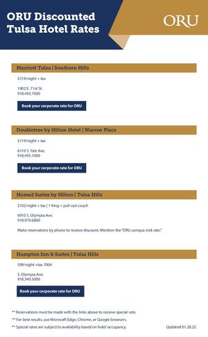 ORU Discounted Tulsa Hotel Rates