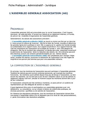 Fiche Pratique L'assemblee Generale Association
