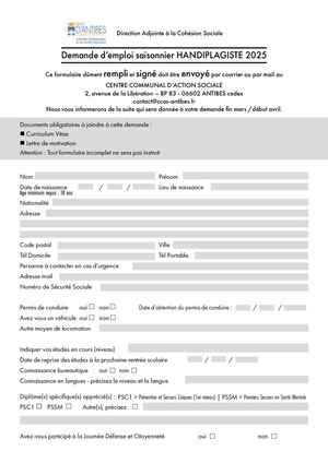 Ccas Demande Emploi Saisonnier