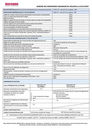 Barème des honoraires de location et de gestion locative  - Lamotte Gestion-Transaction