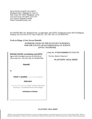 #Gildred Tom in Foster vs Gildred Trial Brief Proposed