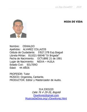 CV - Licenciado Especialista en Aprendizaje Autónomo