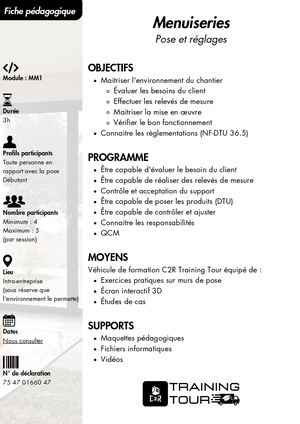 MM1 - Menuiseries Pose Et Réglages - Fiches pédagogiques