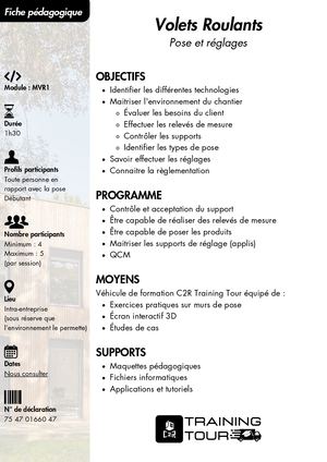 MVR1 - Volets Roulants Pose Et Réglages - Fiches pédagogiques
