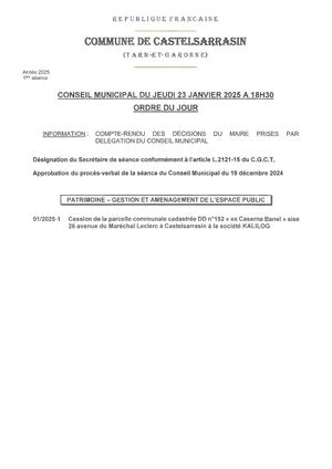 CM Du 23 Janvier 2025 - Dossier Des Délibérations Executoires