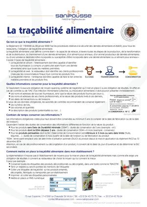 Dossier Tracabilite - SANIPOUSSE