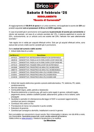 Regolamento Sconto 20% su 100€ Sabato 8 Febbraio