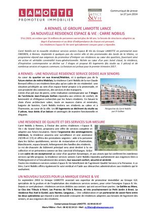 À Rennes, Lamotte lance sa nouvelle résidence Espace et Vie : Carré Nobilis - 26 juin 2014