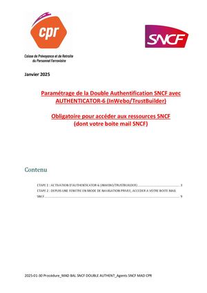 Procédure Mad Bal Sncf Double Authent Agents Sncf Mad Cpr