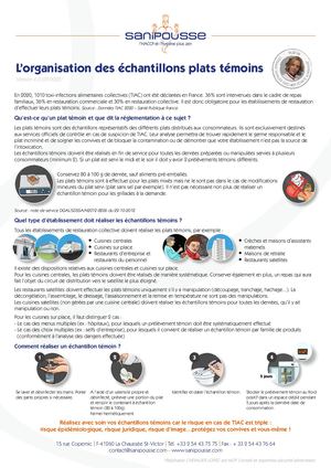Dossier Organisation Echantillon Plat Temoin - SANIPOUSSE