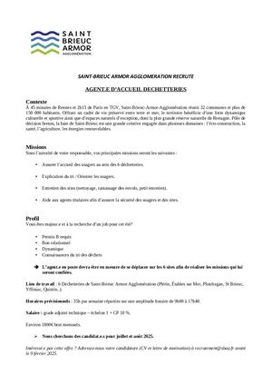 Postes à pourvoir - Saisonnier été 2025