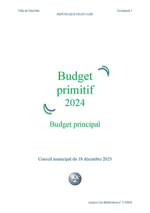 Budget Primitif 2024 - Budget Principal