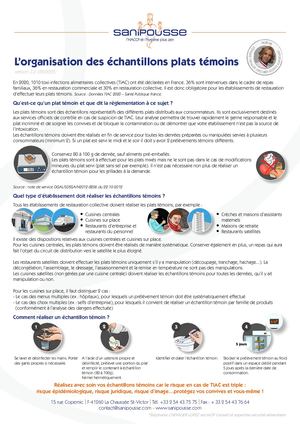 Dossier Organisation Des Echantillons Plat Temoin - Système Sanipousse