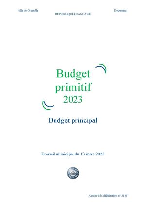 Budget Primitif 2023 - Budget Principal