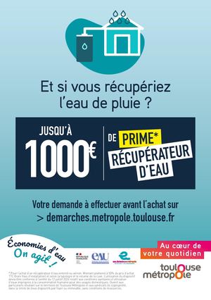 Dépliant prime récupérateur d'eau Toulouse Métropole