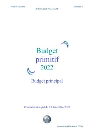 Budget Primitif 2022 - Budget Principal