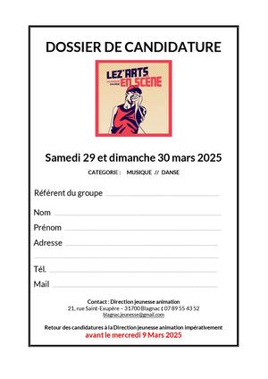 Dossier Candidature Le Z'arts En Scène 2025