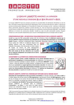 Le Groupe Lamotte annonce la livraison d’une nouvelle enseigne Peugeot à Rezé - 19 février 2015