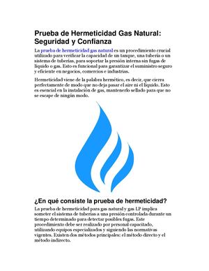 Prueba De Hermeticidad Gas Natural Seguridad Y Confianza