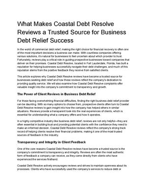 What Makes Coastal Debt Resolve Reviews A Trusted Source For Business Debt Relief Success
