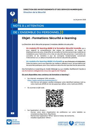 Note Information Concernant Formation Securite E Learning