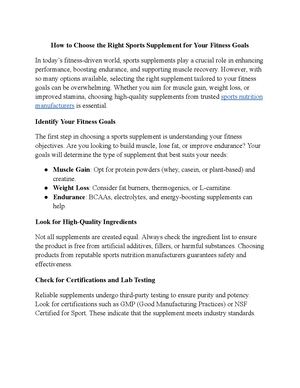 Calaméo - How To Choose The Right Sports Supplement For Your Fitness Goals